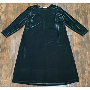 Vintage! Sarah Christine Emerald Green Velvet Maxi Dress 20W Modest Long Sleeves